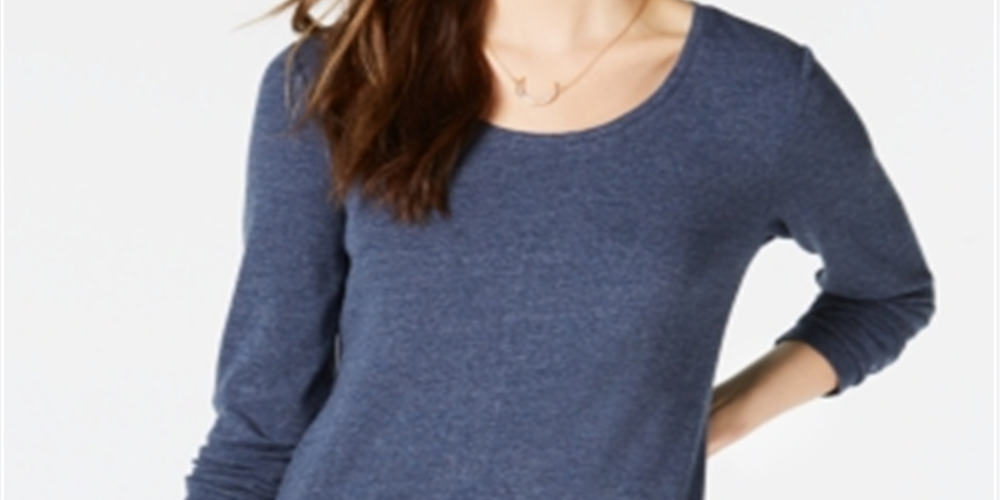 Maison Jules Women's Scoop Neck Top Navy Size M