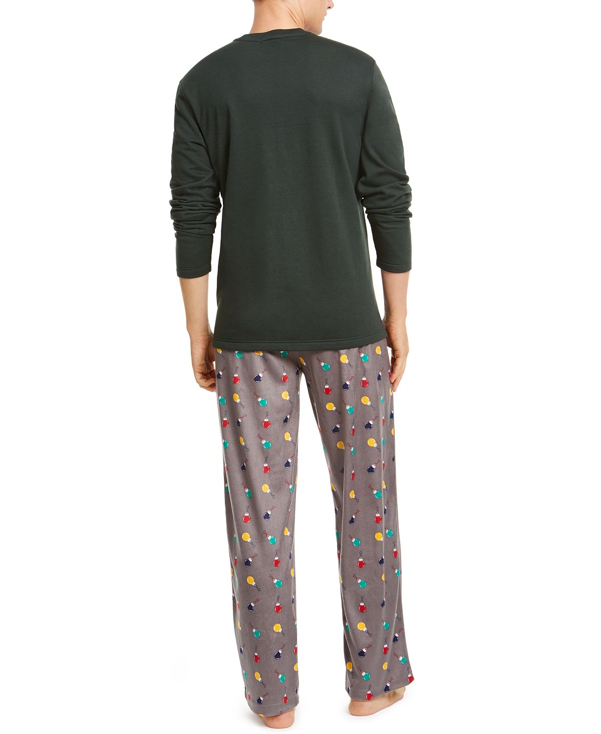Club Room Men's Printed Pajama Set Gray Size Medium