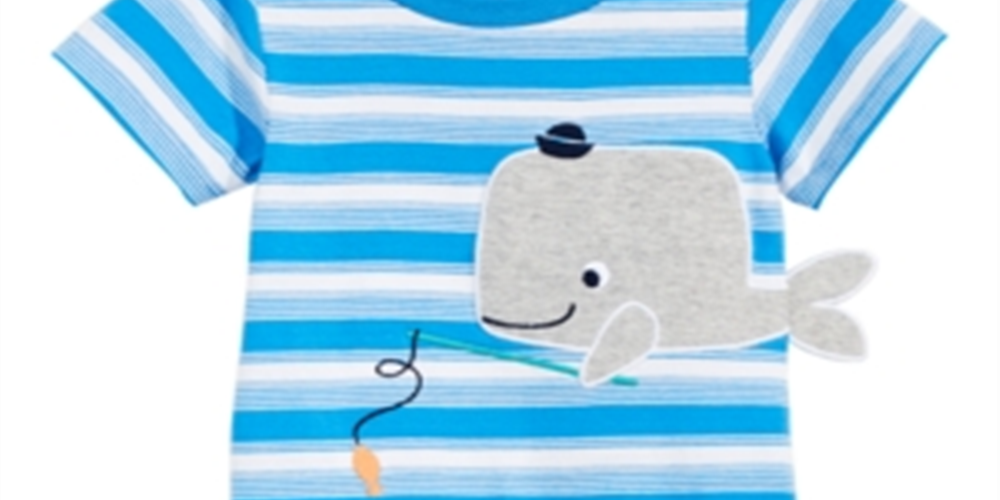 First Impressions Baby Boy's Striped Whale Cotton Romper Blue Size 0-3 MOS