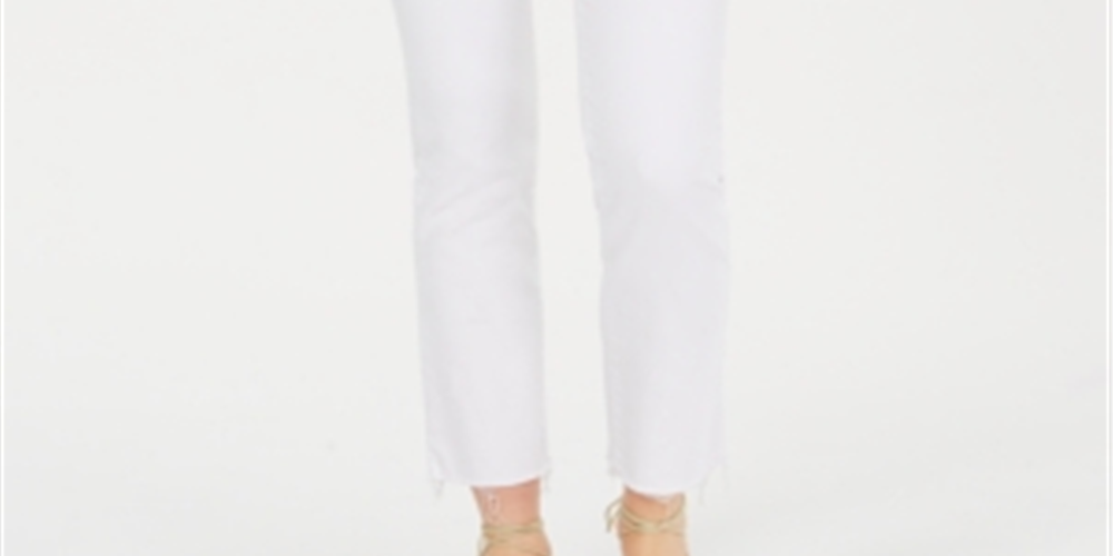 Flying Monkey Women's Button Fly Raw Hem Straight Leg Jeans White Size 28