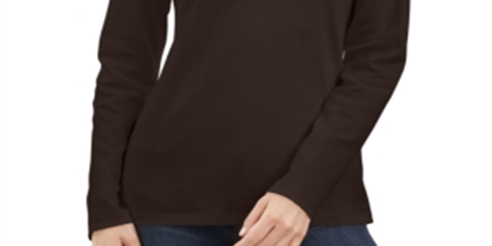 Karen Scott Women's Cotton Turtleneck Top Brown Size -Petite XL