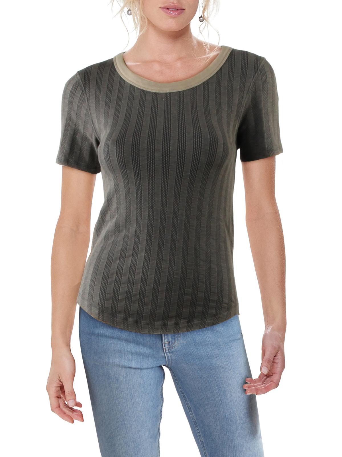 Free People Women's Escape Knit Striped T-Shirt Black Size XS
