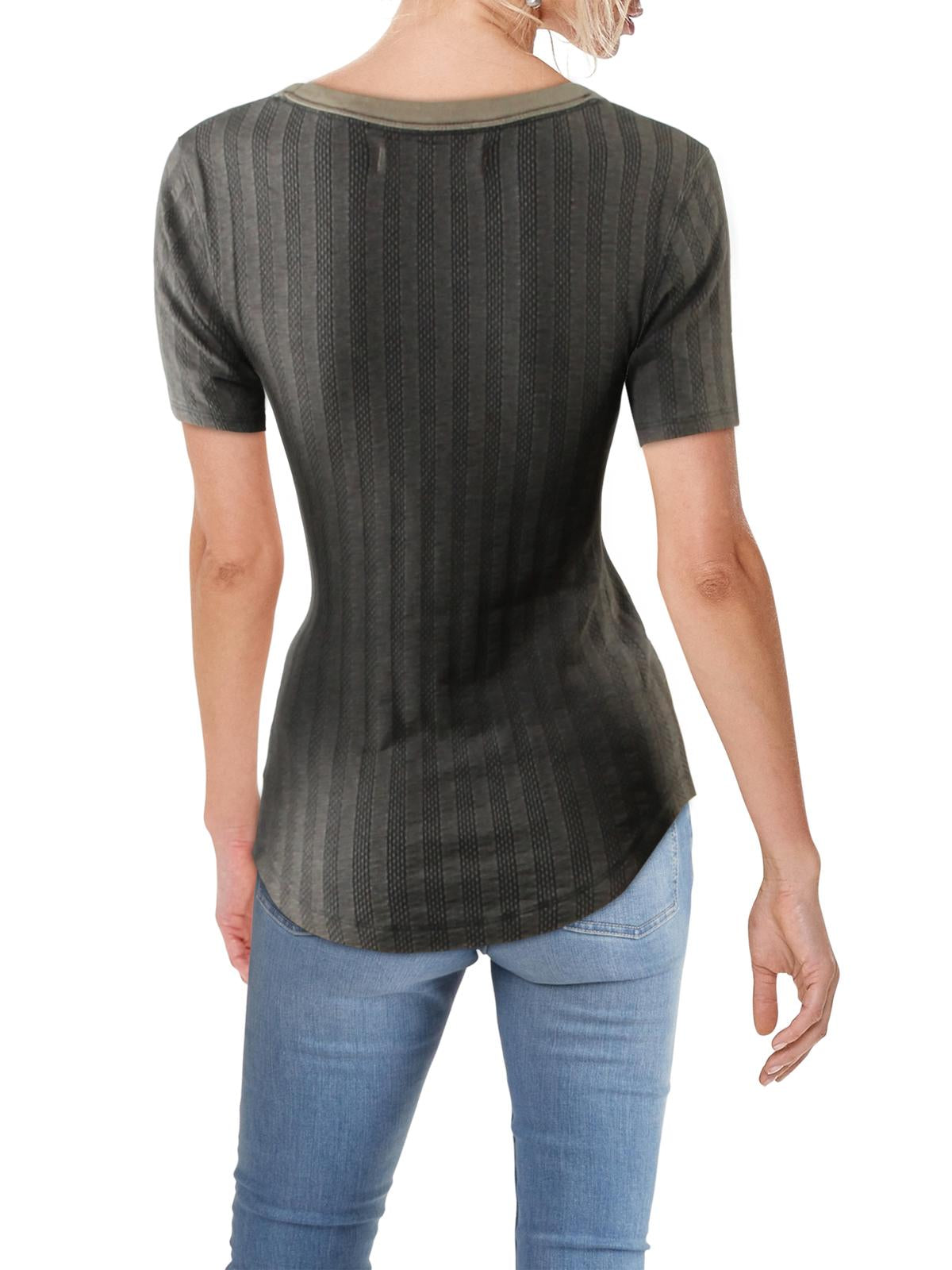 Free People Women's Escape Knit Striped T-Shirt Black Size XS