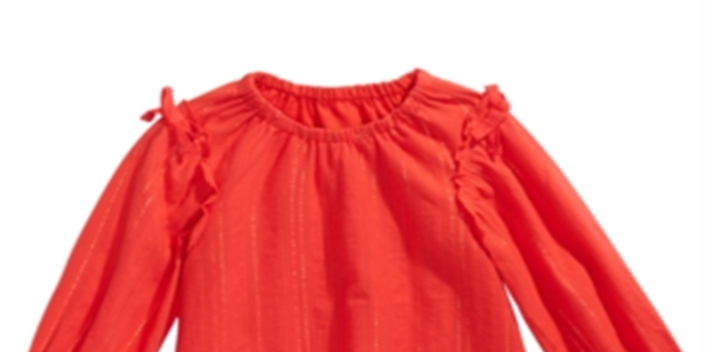 First Impressions Baby Girl's Metallic Striped Bow Trim Top Red Size 6-9 M