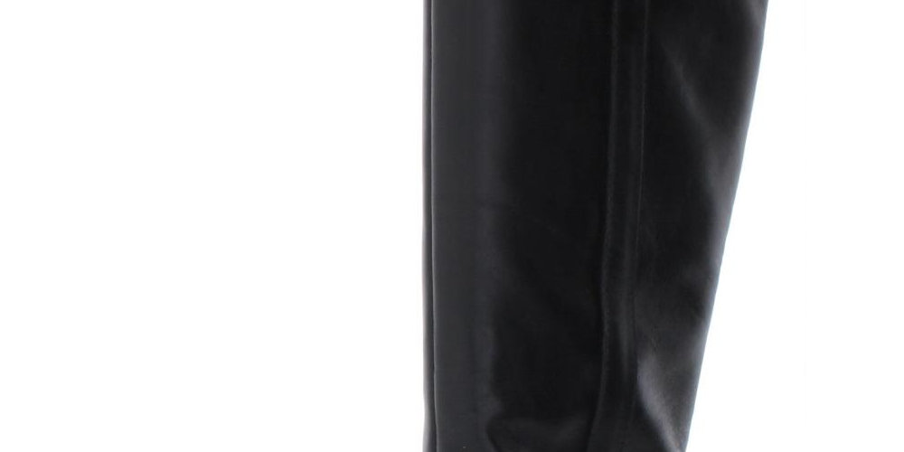 Giani Bernini Womens Black Buckle Accent Round Toe Stacked Heel Zip-up Leather Heeled Boots Size 5