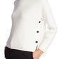 1.STATE Women's Sweater Large Turtleneck Side Button White Size L