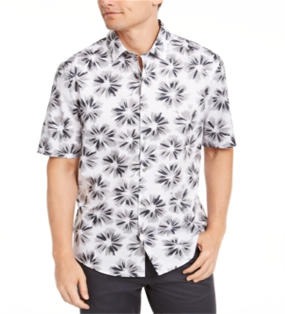Alfani Men's Printed Shirt White Size Small