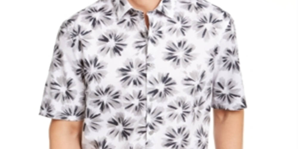 Alfani Men's Printed Shirt White Size Small