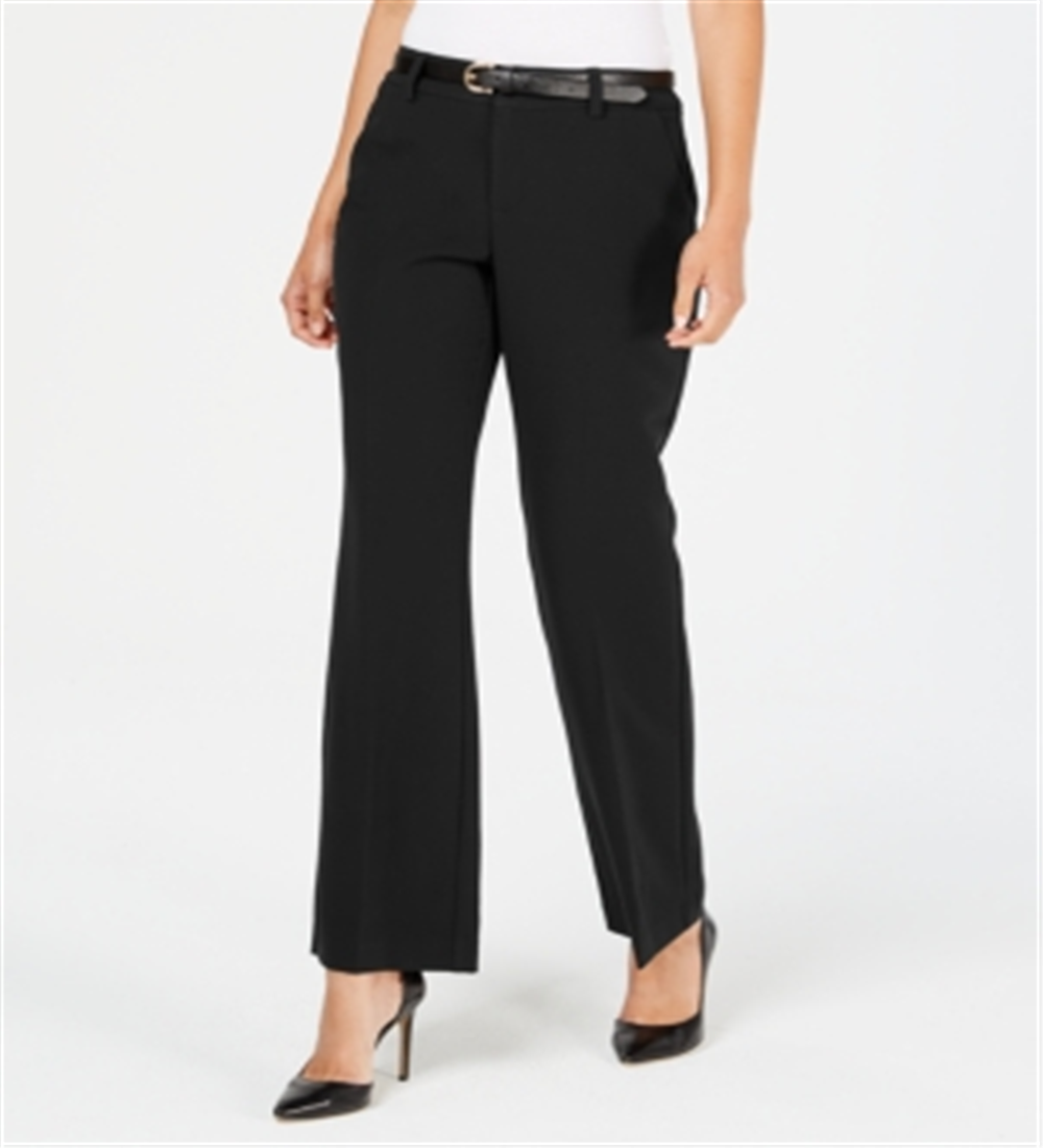 Charter Club Women's Belted Slim It up Trousers Black Size 12Petite