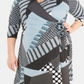 NY Collection Women's Patchwork Tie Front Wrap Dress Black Size 3X