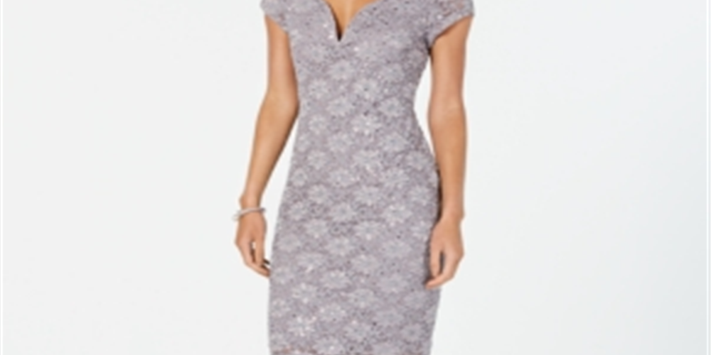Connected Women's Sequined Lace Sweetheart Sheath Dress Brown Size 16