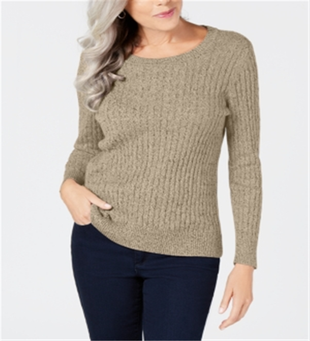 Karen Scott Women's Cotton Marled Knit Sweater Brown Size X-Small