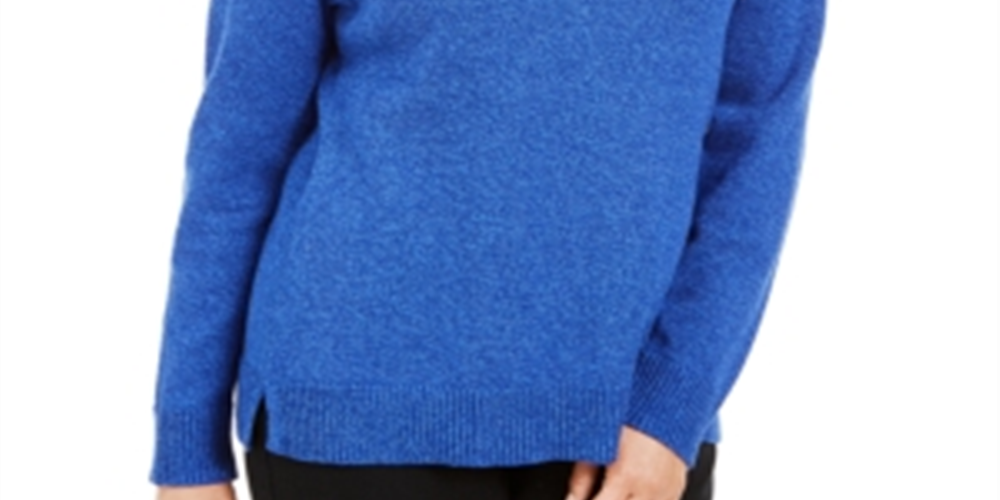 Karen Scott Women's Cotton Marled Shawl Collar Sweater Blue Size Small