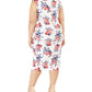 CRAVE FAME Women's Floral Cap Sleeve V Neck Below the Knee Sheath Dress Ivory Combo Size 2X