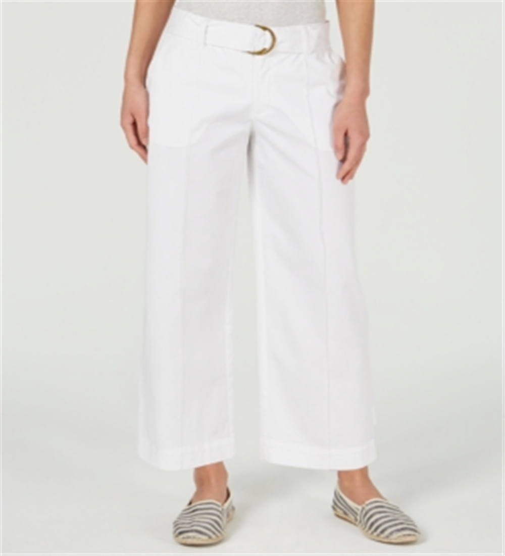Charter Club Women's Wide Leg Belted Pants White Size 18