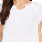 Style & Co Women's Crinkle Flutter-Sleeve Top  White Size Small