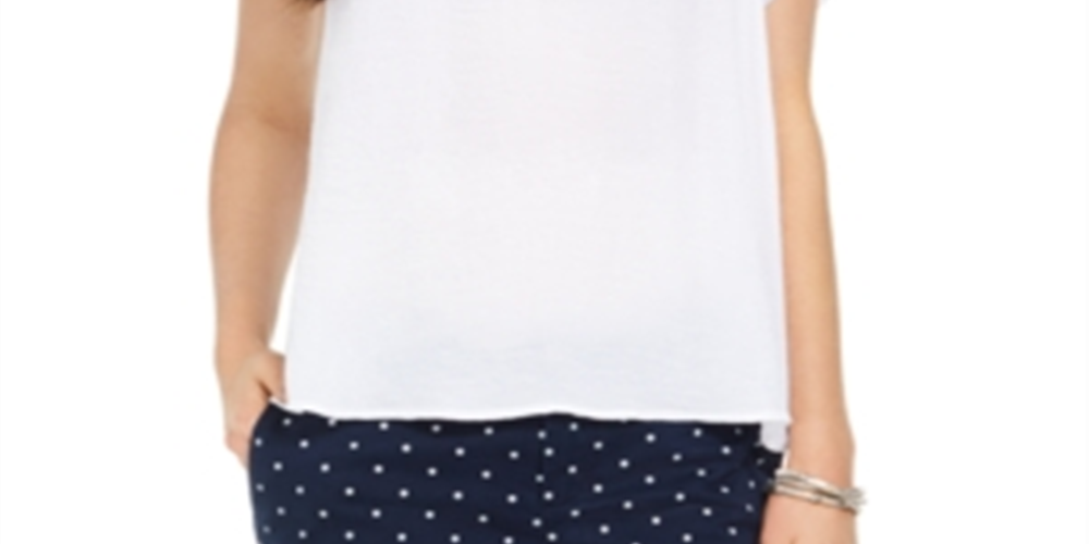 Style & Co Women's Crinkle Flutter-Sleeve Top  White Size Small