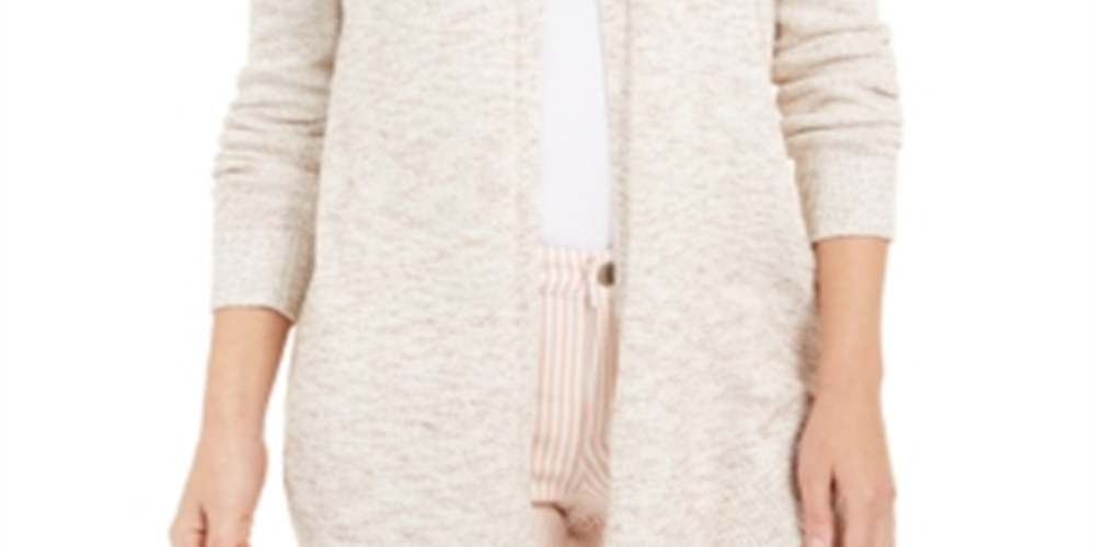 Charter Club Women's Curved-Hem Completer Sweater  Beige Size Large