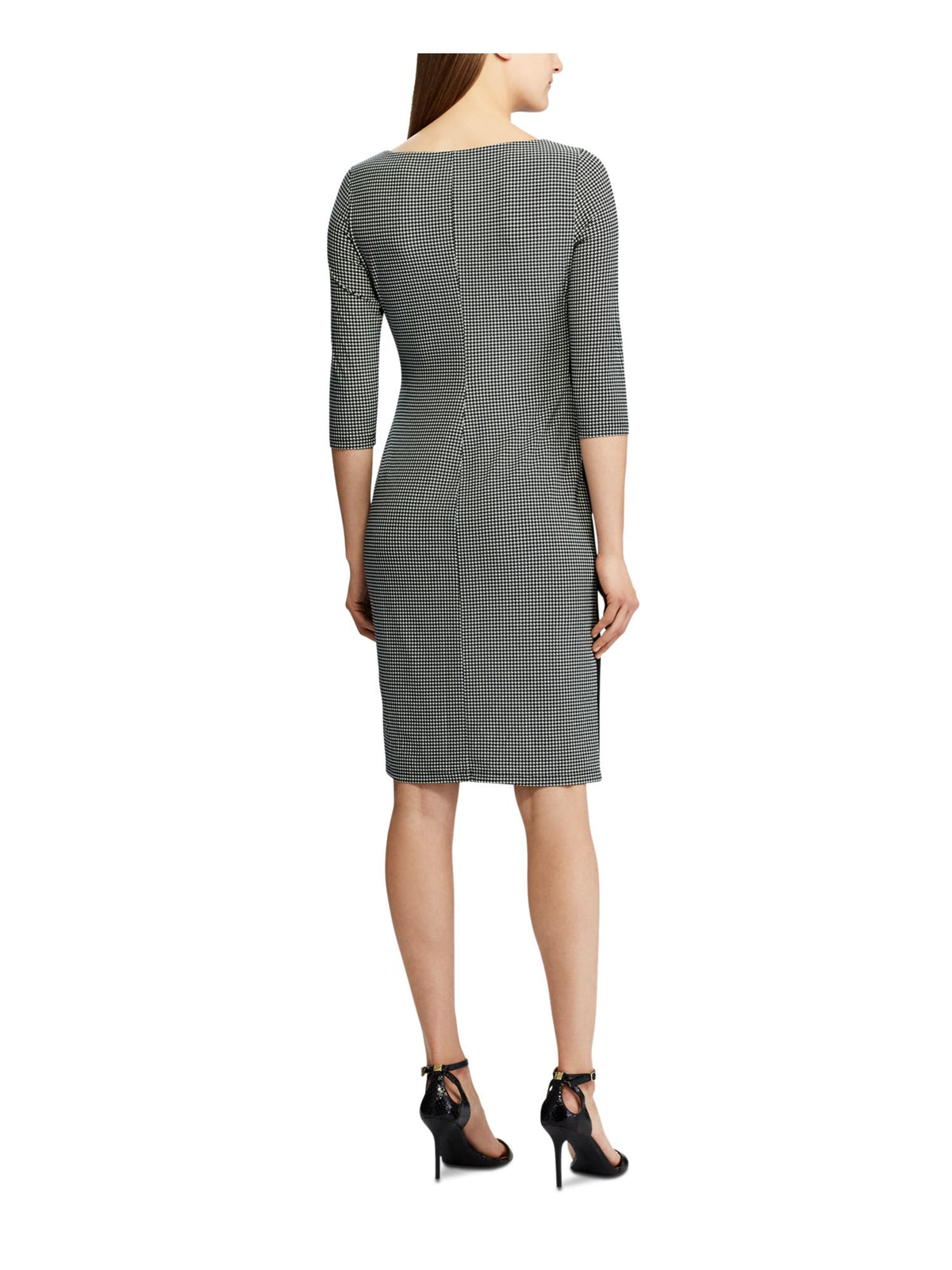 Lauren by Ralph Lauren Women's Ruched Jersey Dress Black/Colonial Cream Size 12P