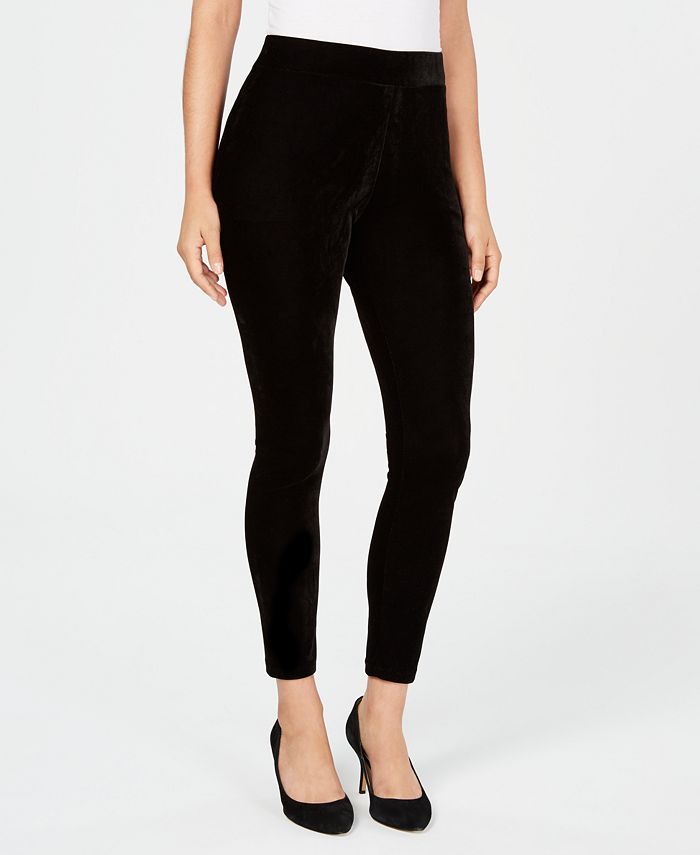 JM Collection Women's Velvet Leggings Black Size Petite S
