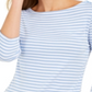 Charter Club Women's 3/4 Sleeve Striped Top Blue Size Small