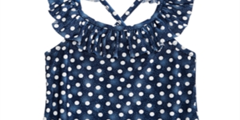 First Impressions Baby Girl's Dot Print Ruffle Swimsuit Blue Size 12 Months