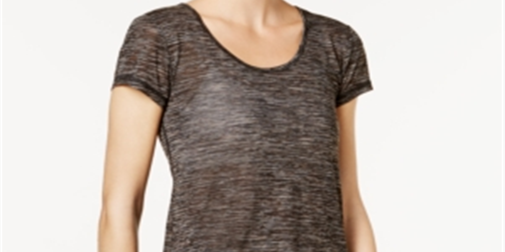 Ideology Women's Mesh-Back High-Low Pullover Top Black Size Large