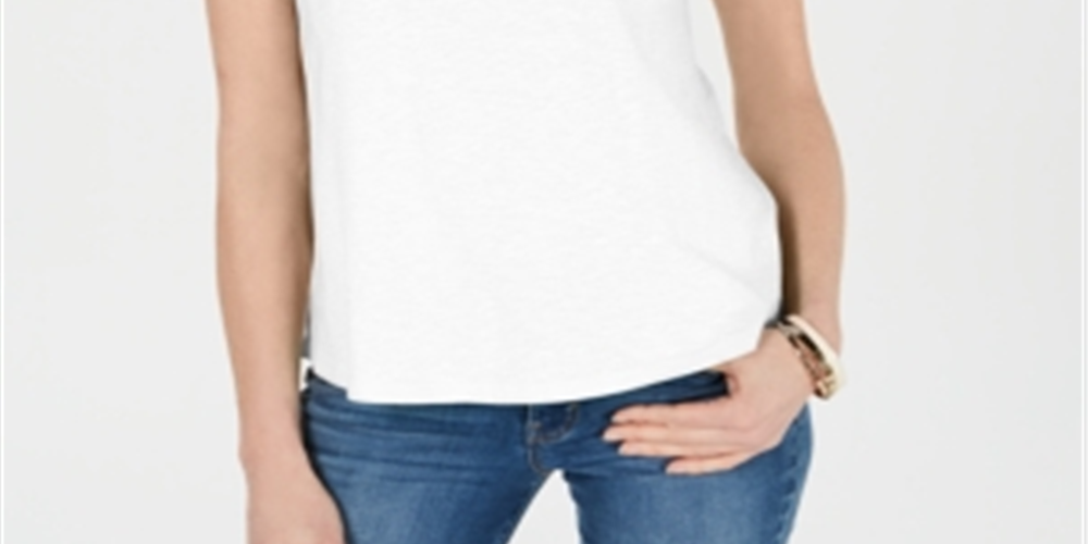 Charter Club Women's Cutout Cotton T-Shirt White Size Large