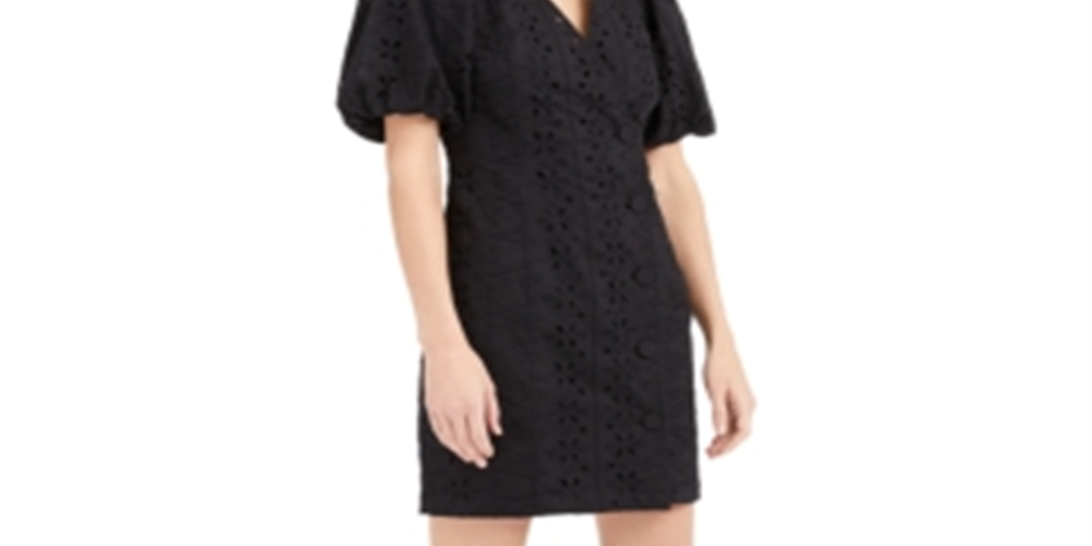 INC International Concepts Women's Pouf Short Dress Black Size 6