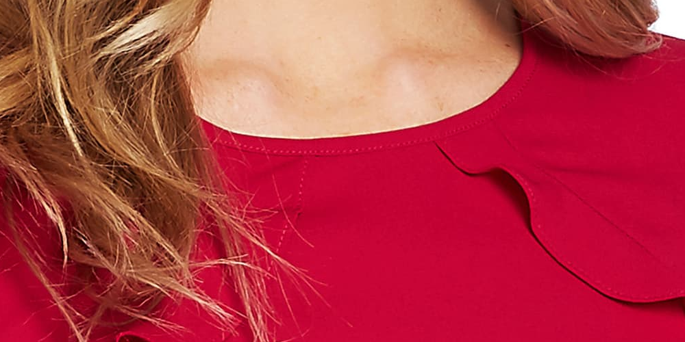 Cece Women's Tiered Ruffle Long Sleeve Blouse Red Size Small