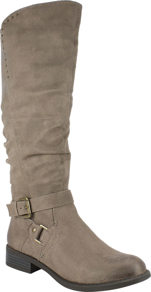 WHITE MOUNTAIN Womens Liona Faux Suede Tall Riding Boots Taupe 5 M