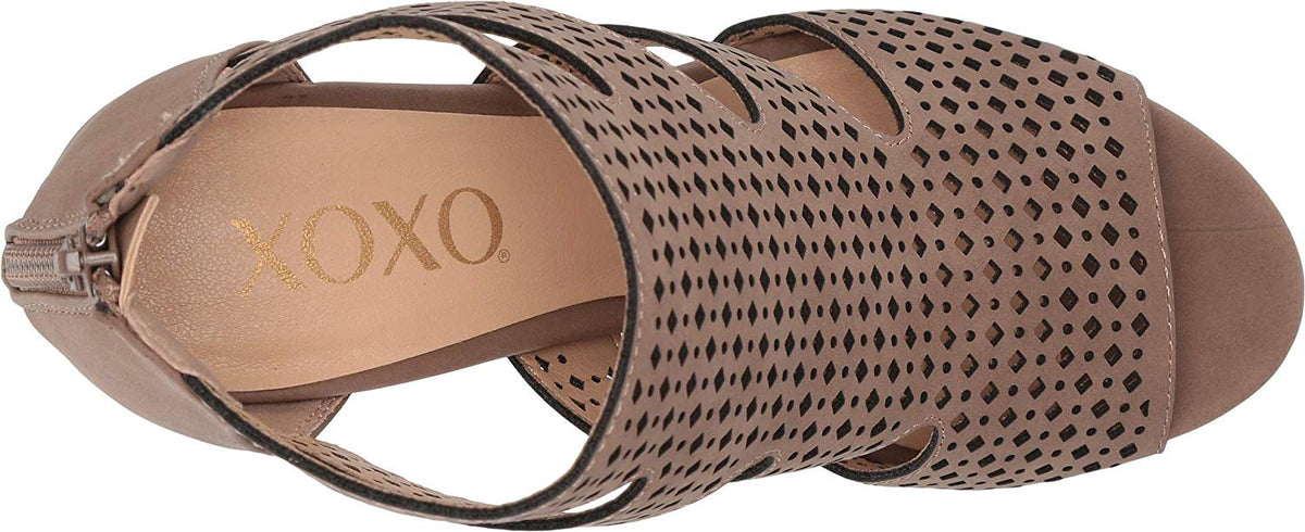 XOXO Women's Casual Boots Sand Perforated Peep Toe Beamer Ankle Boot Brown Size 7.5