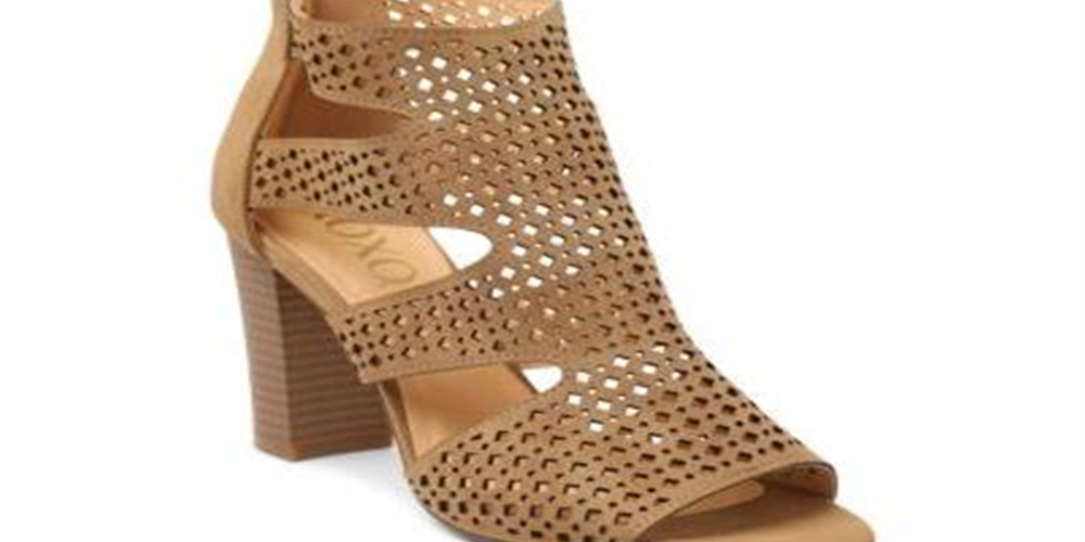XOXO Women's Casual Boots Sand Perforated Peep Toe Beamer Ankle Boot Brown Size 7.5