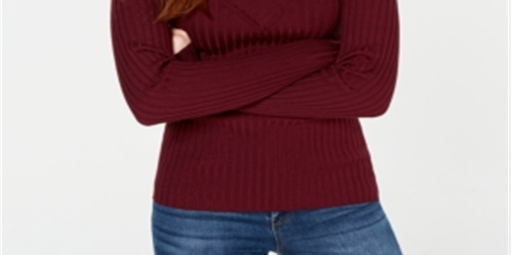 Freshman Women's Knit Ribbed Pullover Sweater Maroon Size X-Small