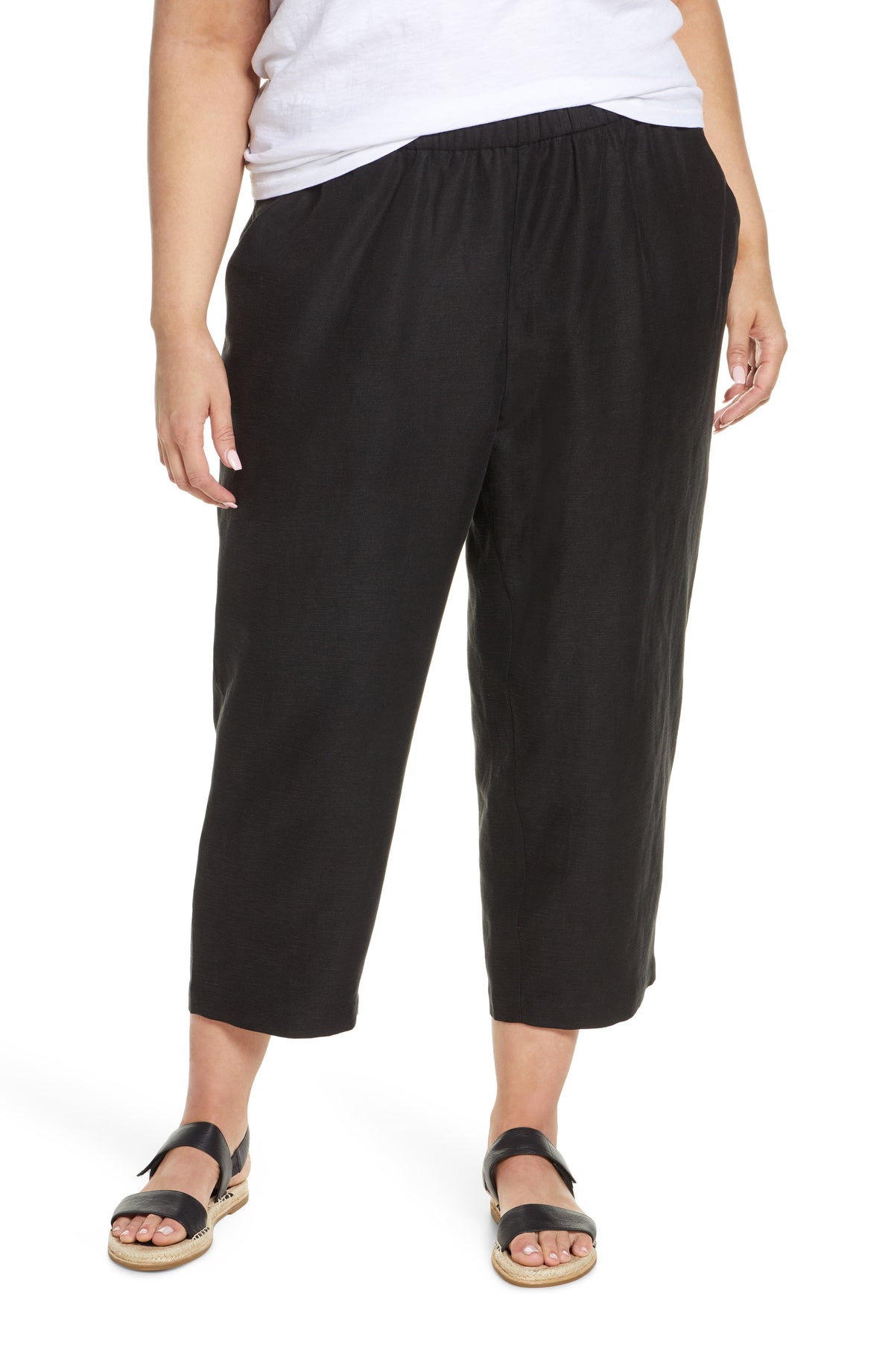 Eileen Fisher Women's Plus Cropped Pull-on Pants Black Size 3X