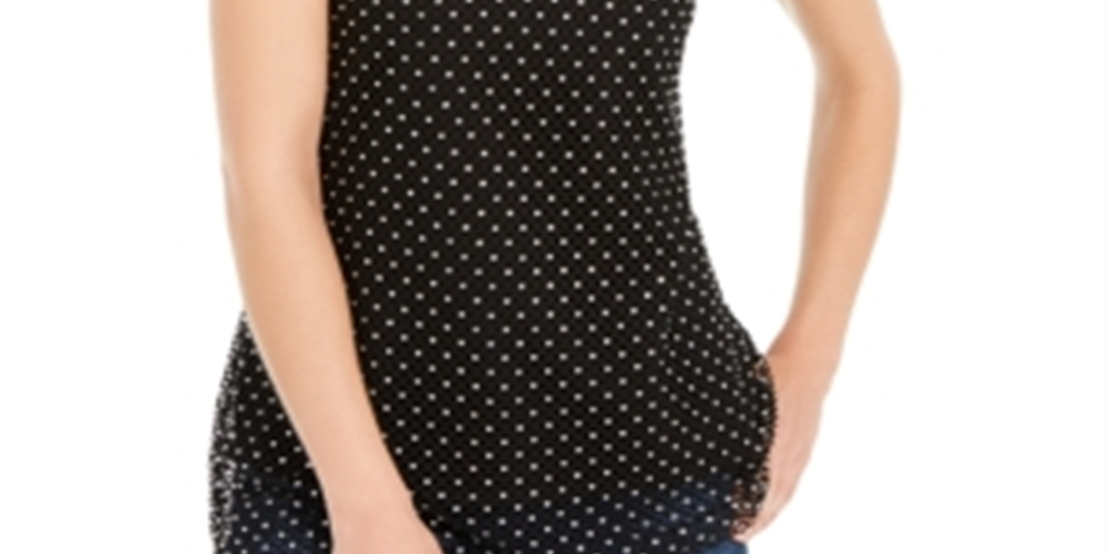 INC International Concepts Women's Rhinestone Sleeveless V Neck Sweater Black Size X-Small
