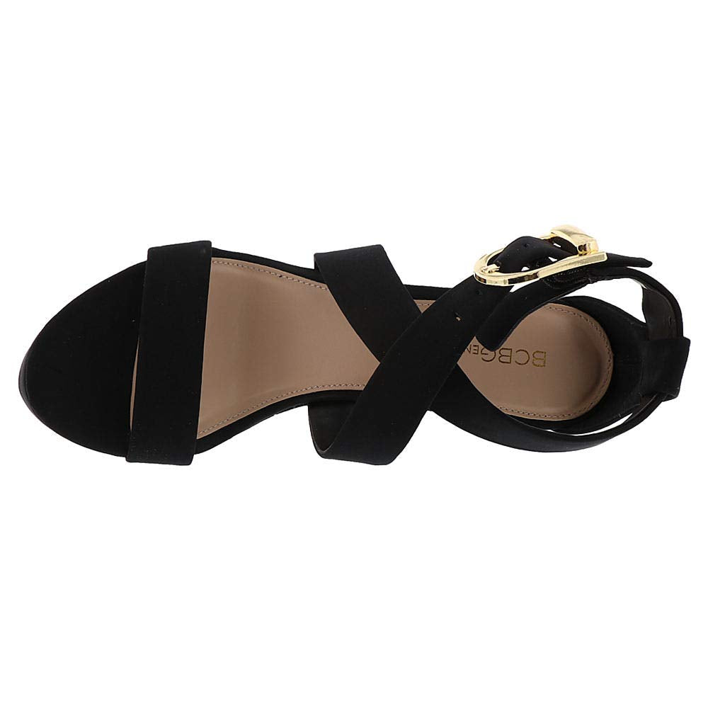 BCBGeneration Womens Jae Fabric Open Toe Casual Platform Sandals Black Size 9.5M