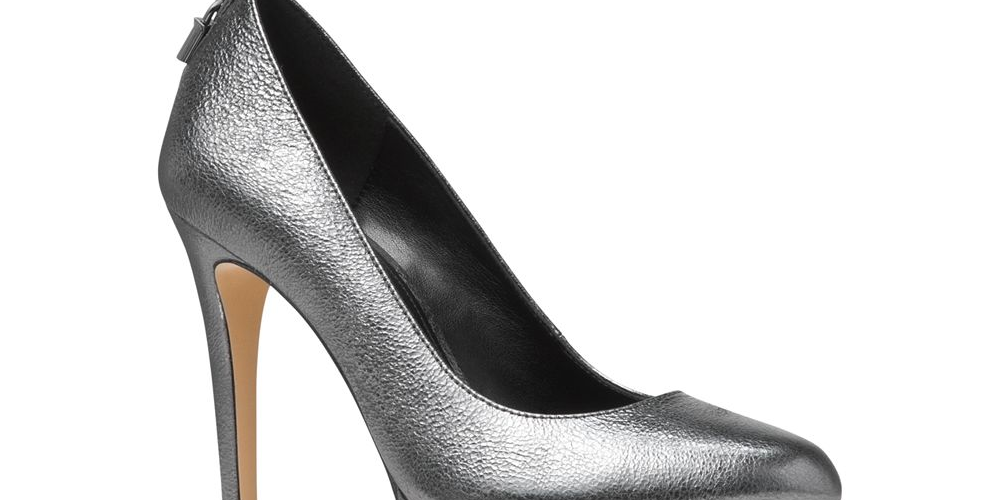 Michael Kors Women's Antoinette Pump Closed Toe Anthracite Sandale Silver Size 8.5 M