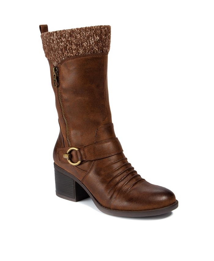 Bare Traps Women's Round Toe Block Heel Zip up Boots Brown Size 8.5 M