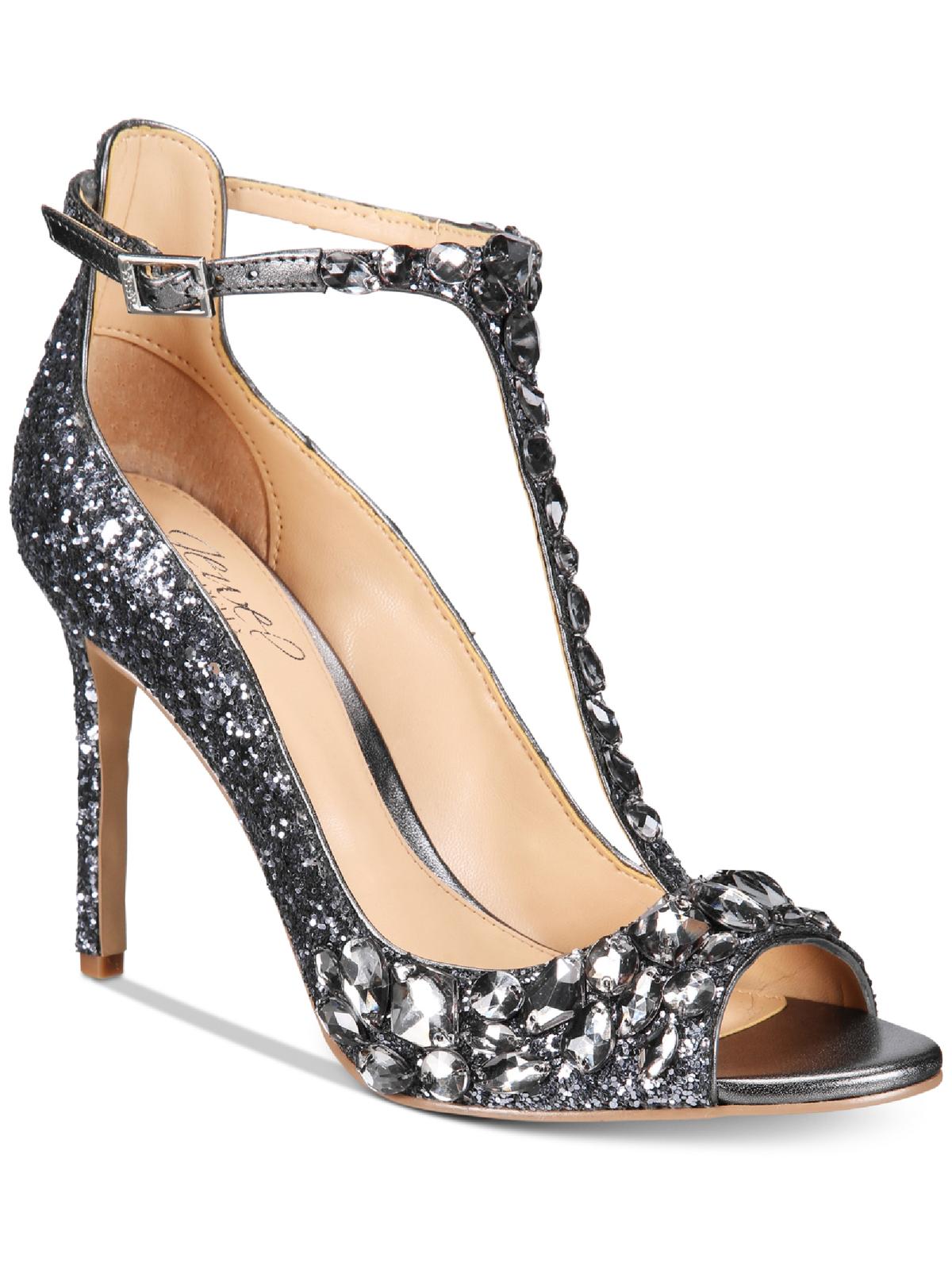 Badgley Mischka Women's Conroy Embellished T-Strap Pump Gray Size 6 M