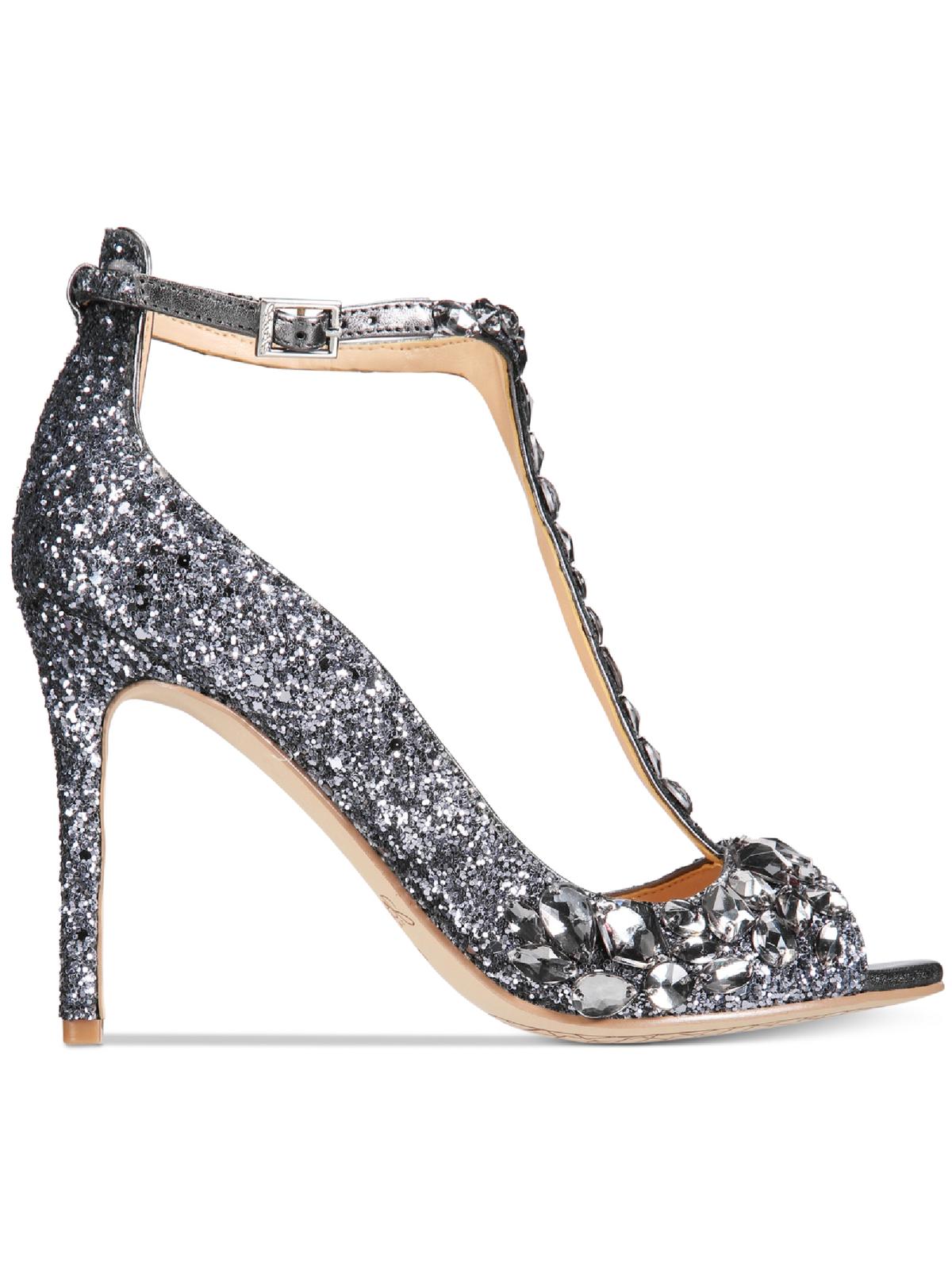 Badgley Mischka Women's Conroy Embellished T-Strap Pump Gray Size 6 M