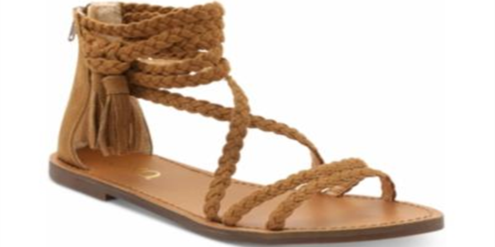 XOXO Women's Cancun Braided Flat Sandals Tan 8M