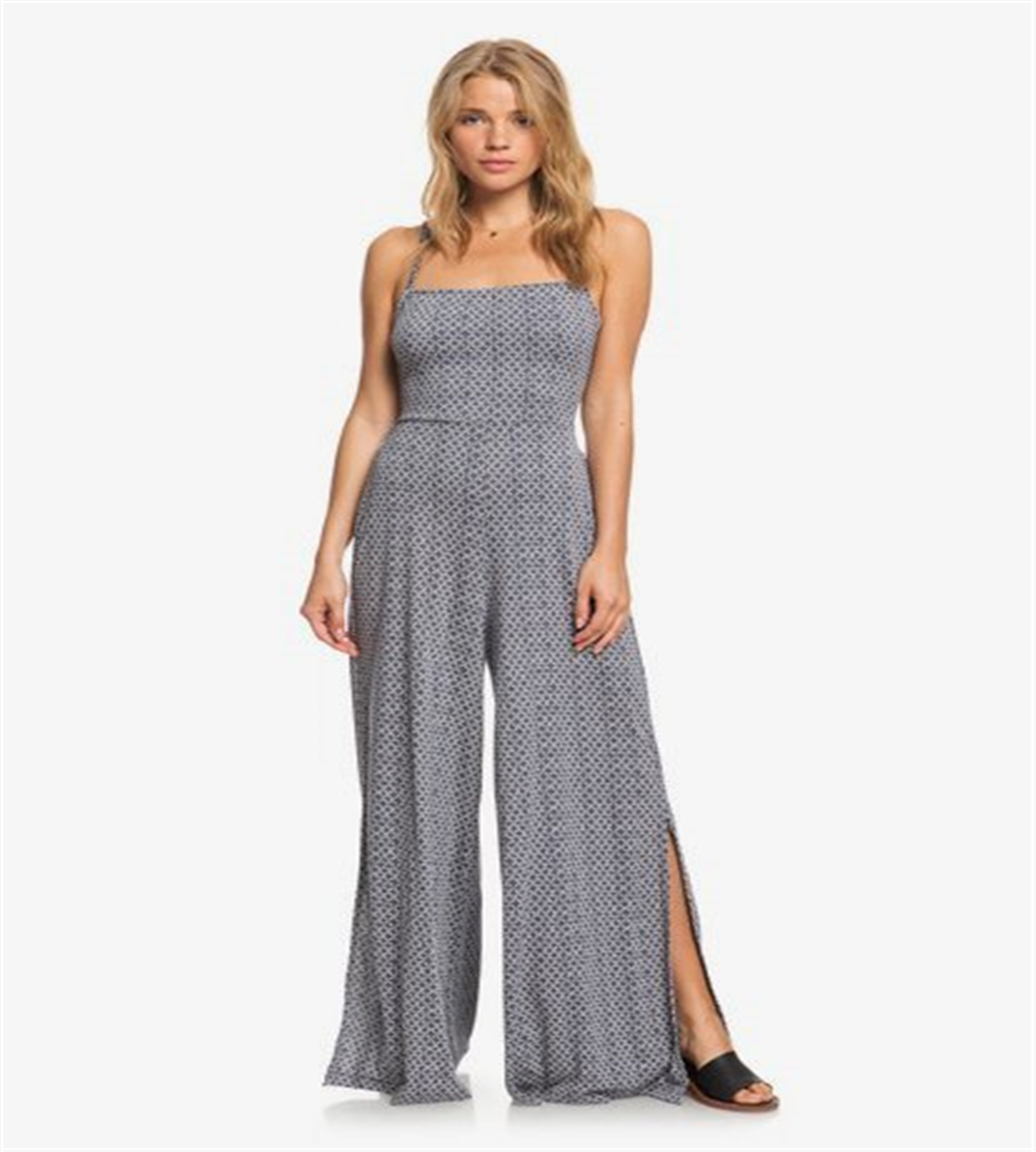 Roxy Women's One Last Time Sleeveless Wide Leg Jumpsuit Blue Size Small