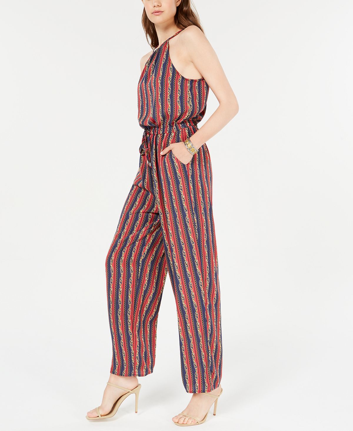 Be Bop Women's Sleeveless Halter Jumpsuit Red Size Small