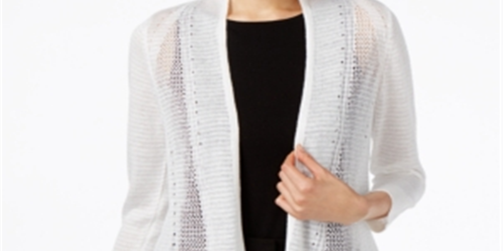 Alfani Women's Novelty Stitch Sweater White Size Small