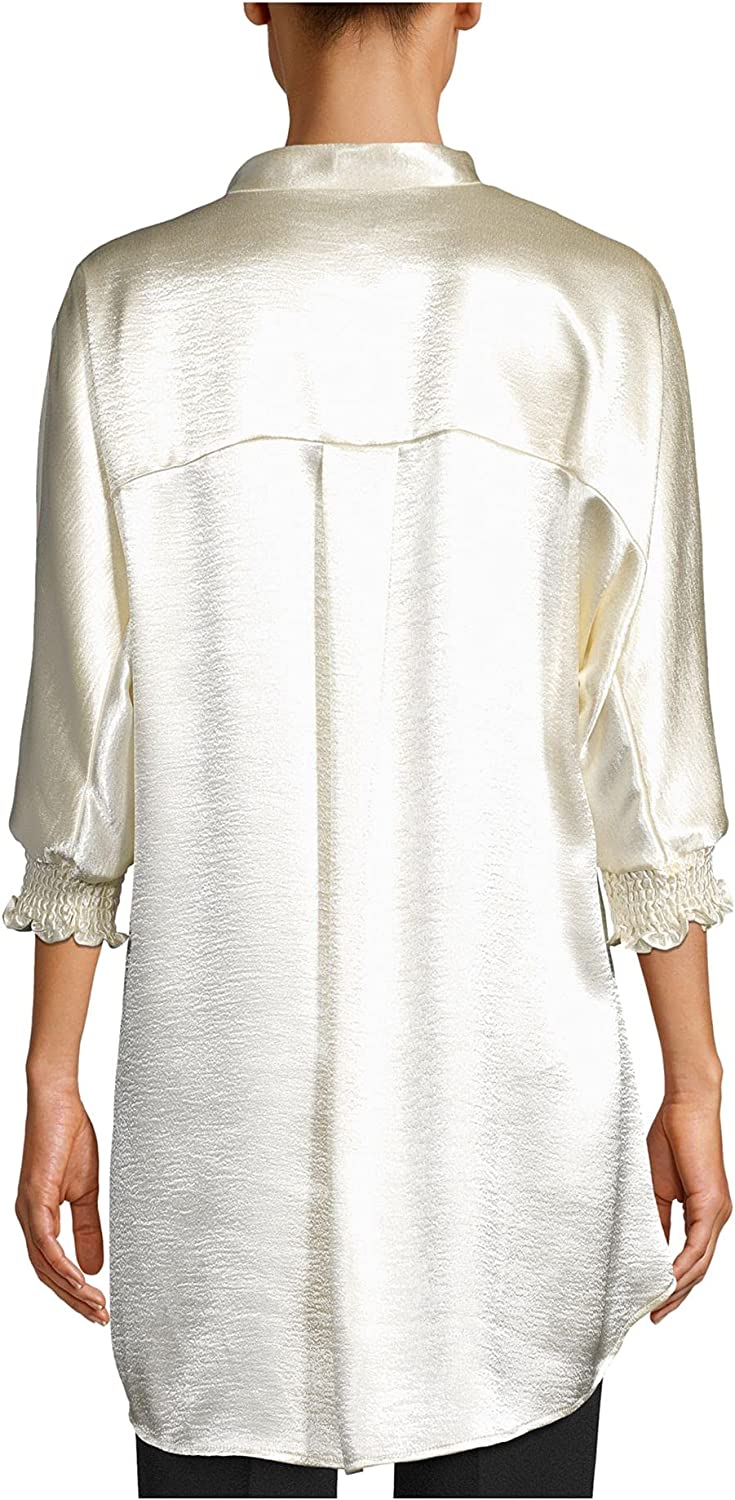 Anne Klein Women's Satin Hi Low Tunic Top Gold Size M