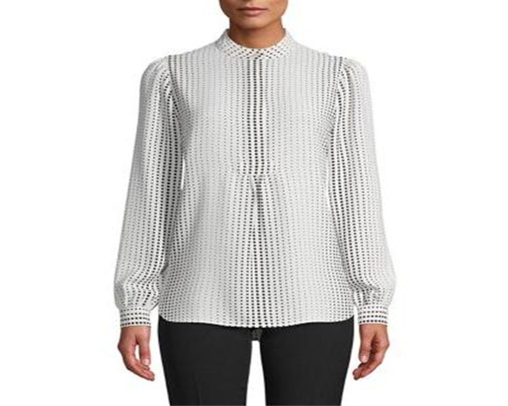Anne Klein Women's Long Sleeve Dot Tunic White Size S