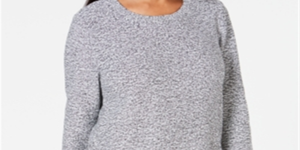 Karen Scott Cotton Marled Sweater Grey Size XS