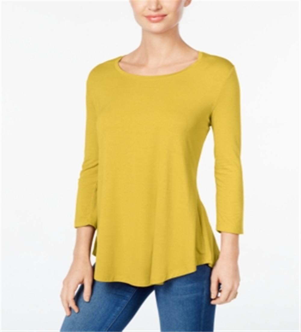 JM Collection Women's Scoop Neck Top Yellow Size Large