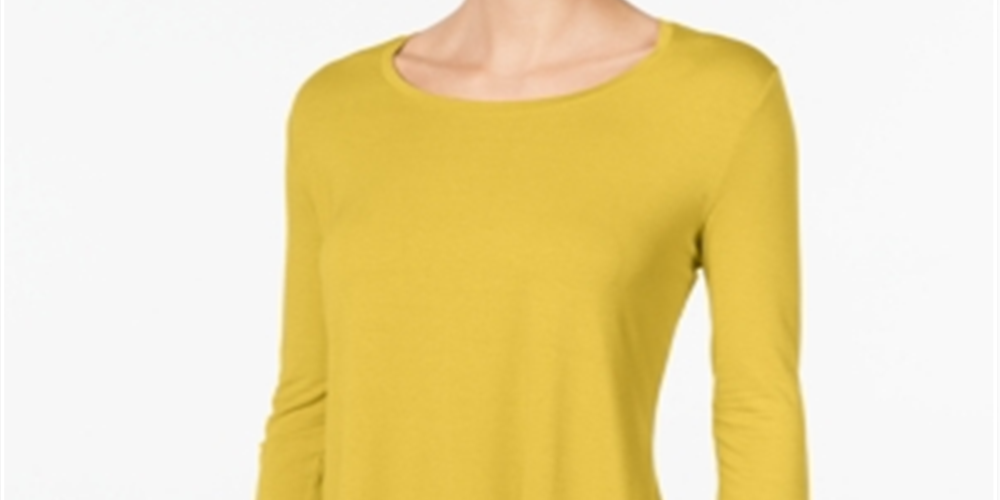 JM Collection Women's Scoop Neck Top Yellow Size Large